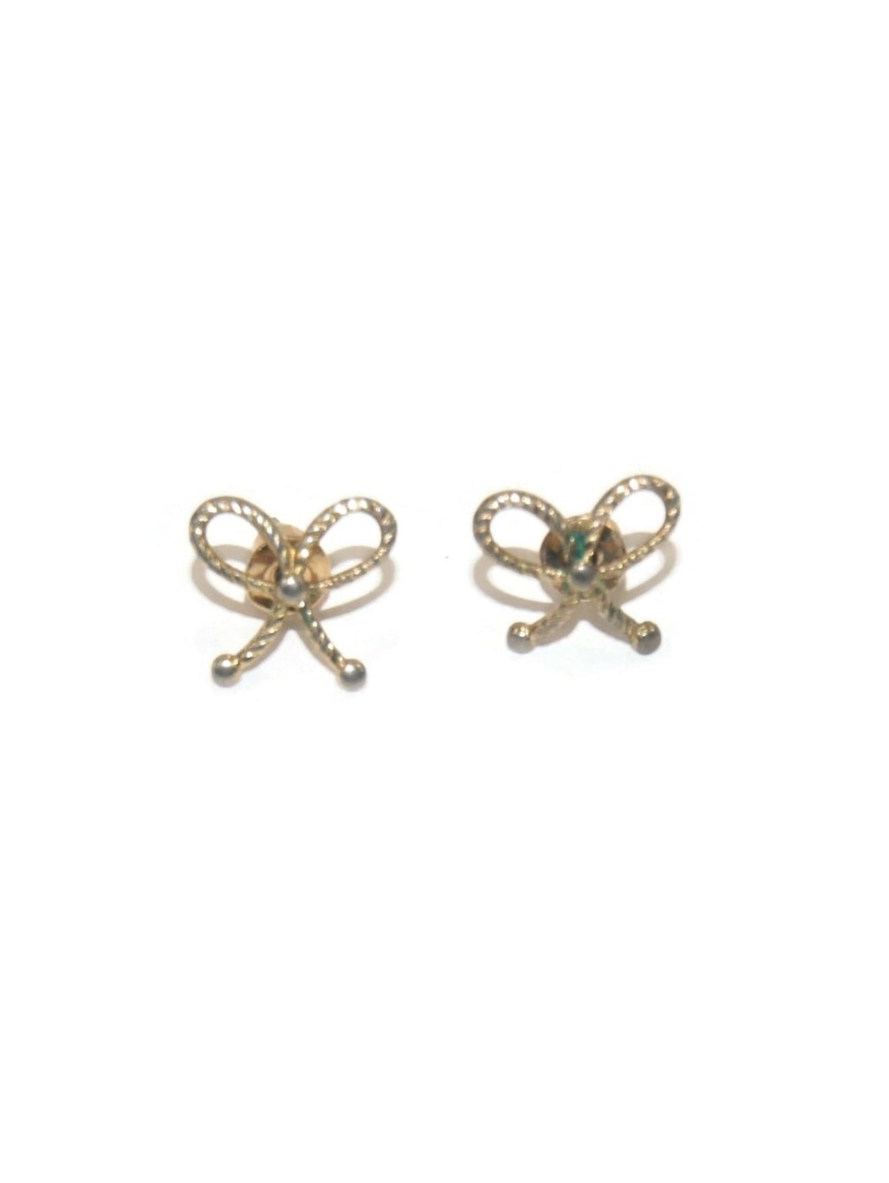 Small Vintage Gold Tone Bow Stud Earrings with Post Backs for Pierced Ears.